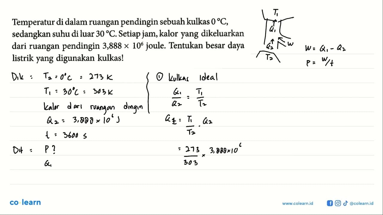 Temperatur di dalam ruangan pendingin sebuah kulkas 0 C