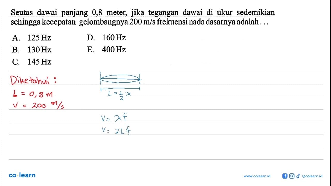 Seutas dawai panjang 0,8 meter, jika tegangan dawai di ukur