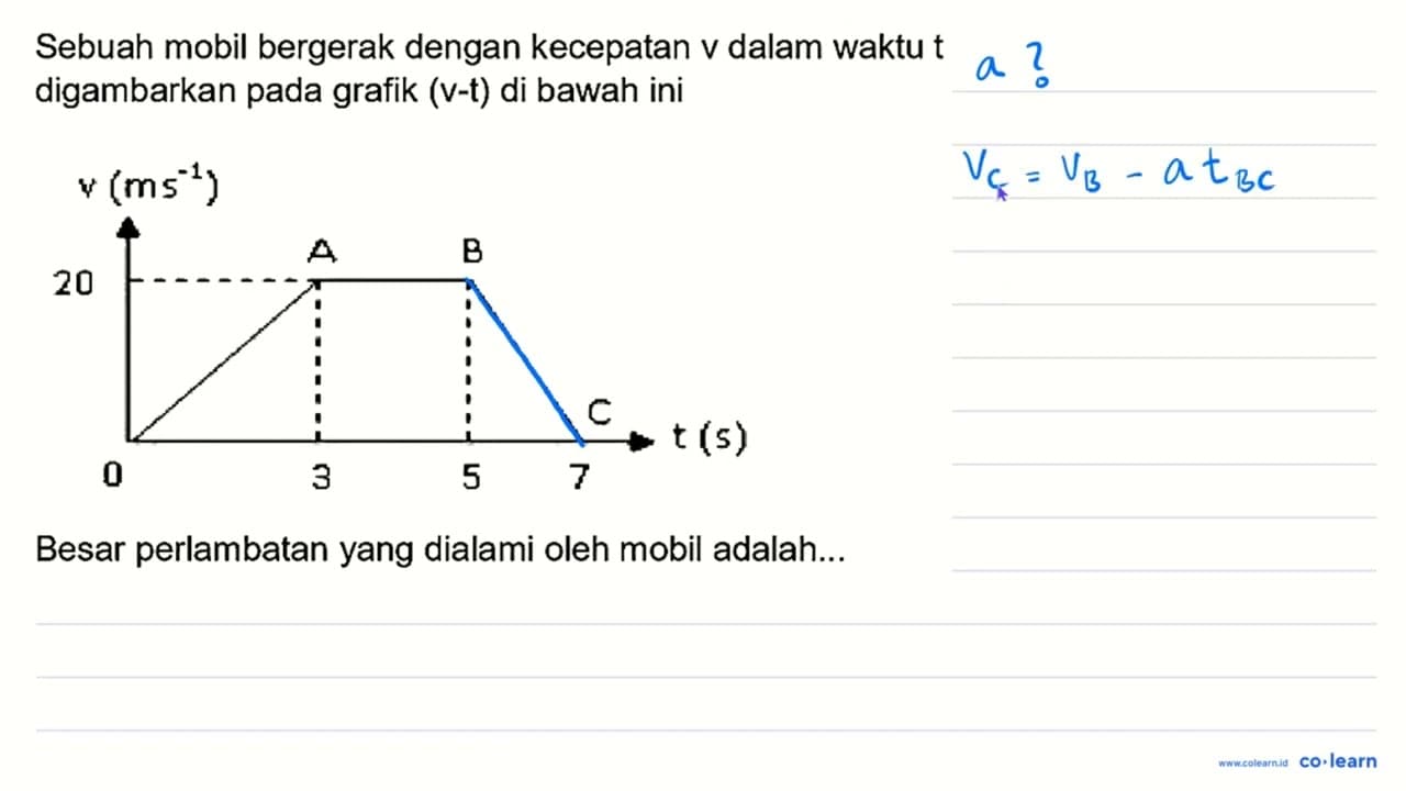 Sebuah mobil bergerak dengan kecepatan v dalam waktu t