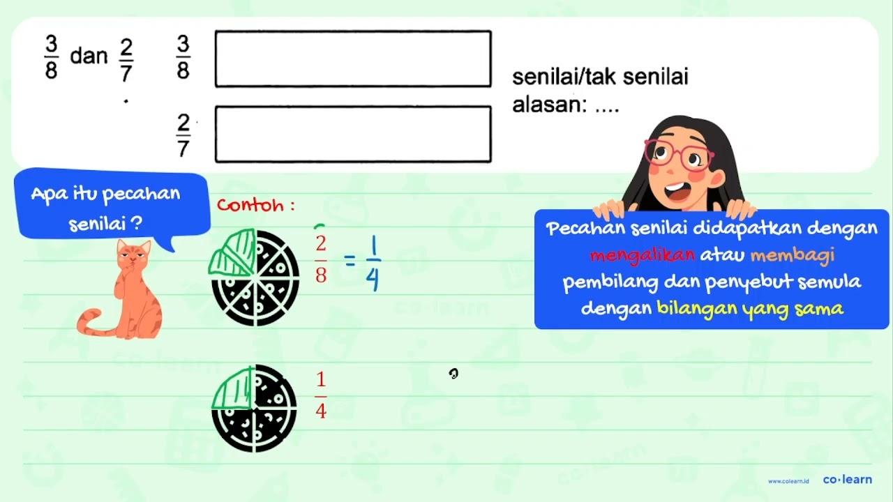 3/8 dan 2/7 senilai/tak senilai alasan: ...