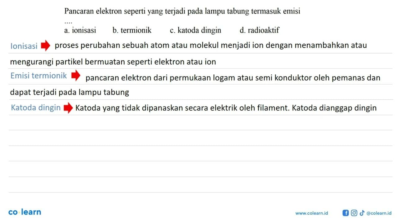 Pancaran elektron seperti yang terjadi pada lampu tabung