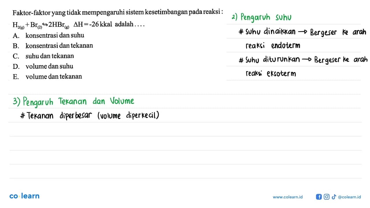 Faktor-faktor yang tidak mempengaruhi sistem kesetimbangan