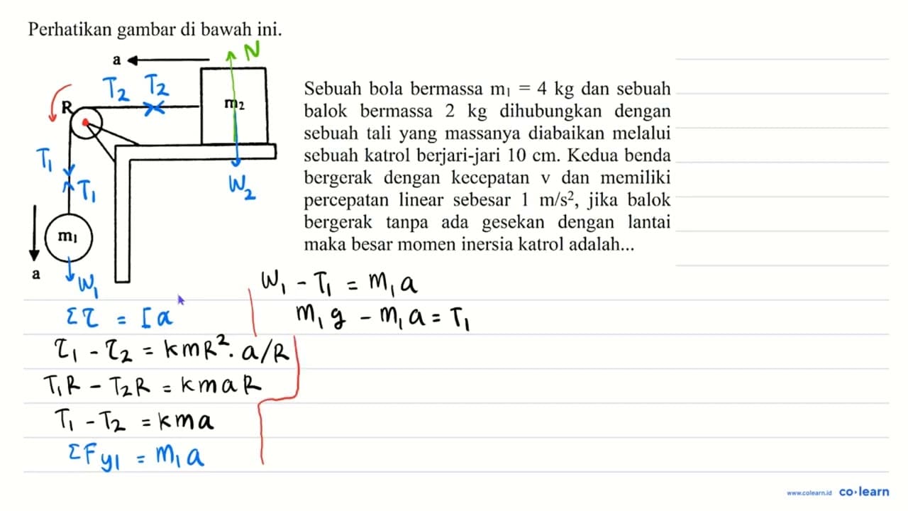 Perhatikan gambar di bawah ini. a R m2 m1 a Sebuah bola