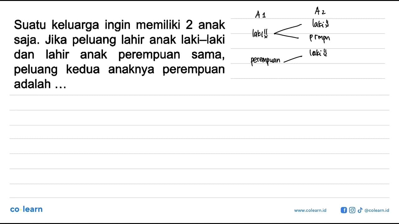 Suatu keluarga ingin memiliki 2 anak saja. Jika peluang