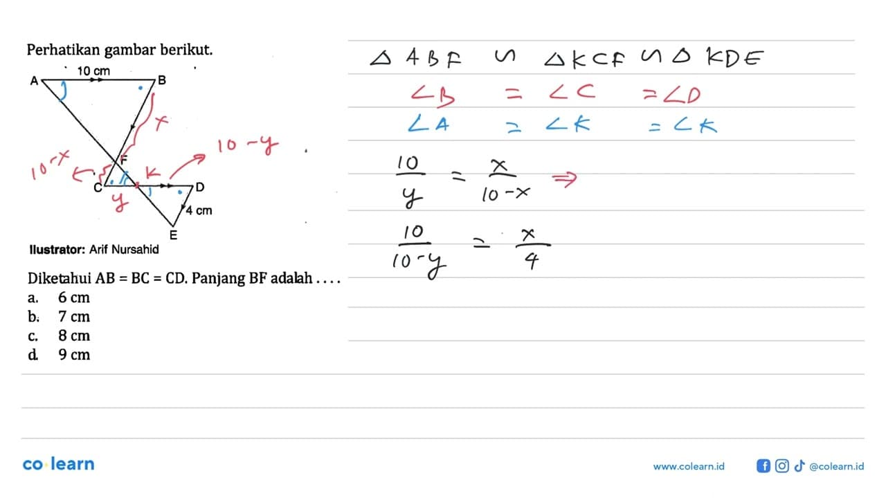 Perhatikan gambar berikut. 10 cm A B F C D 4 cm