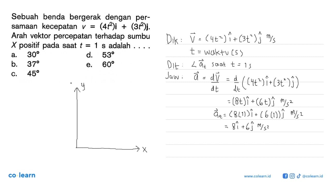 Sebuah benda bergerak dengan persamaan kecepatan