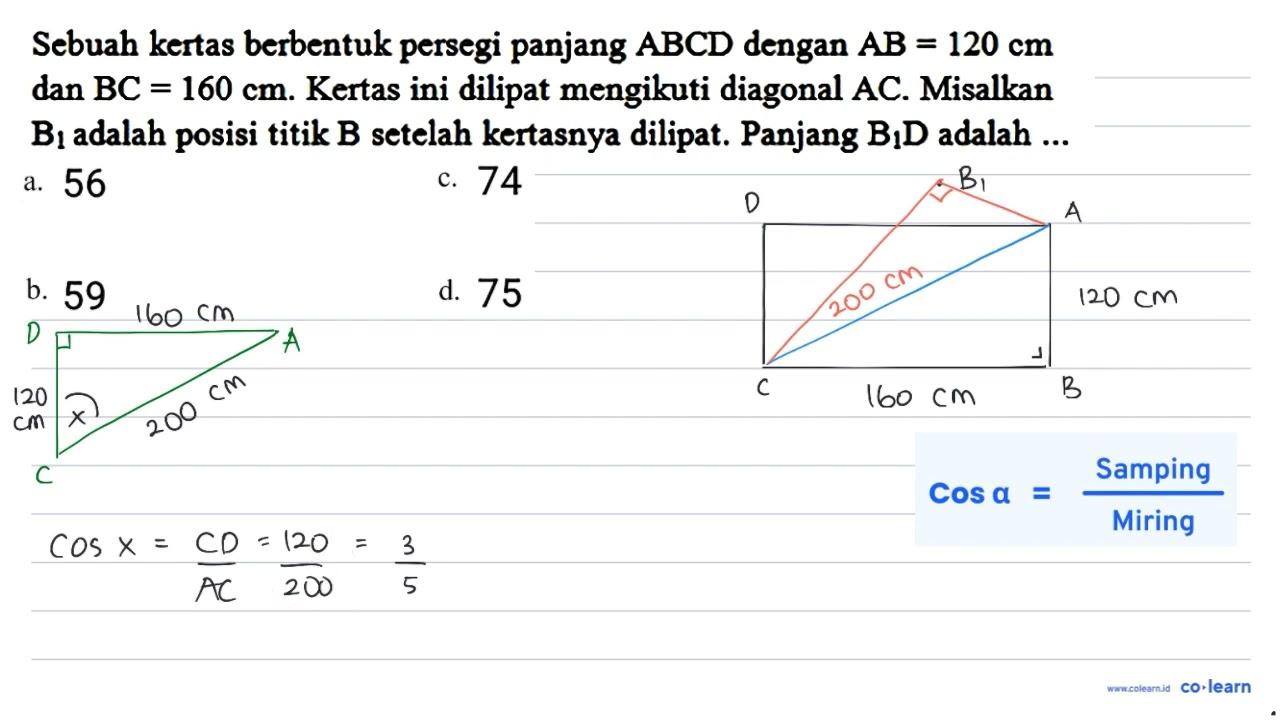 Sebuah kertas berbentuk persegi panjang A B C D dengan A