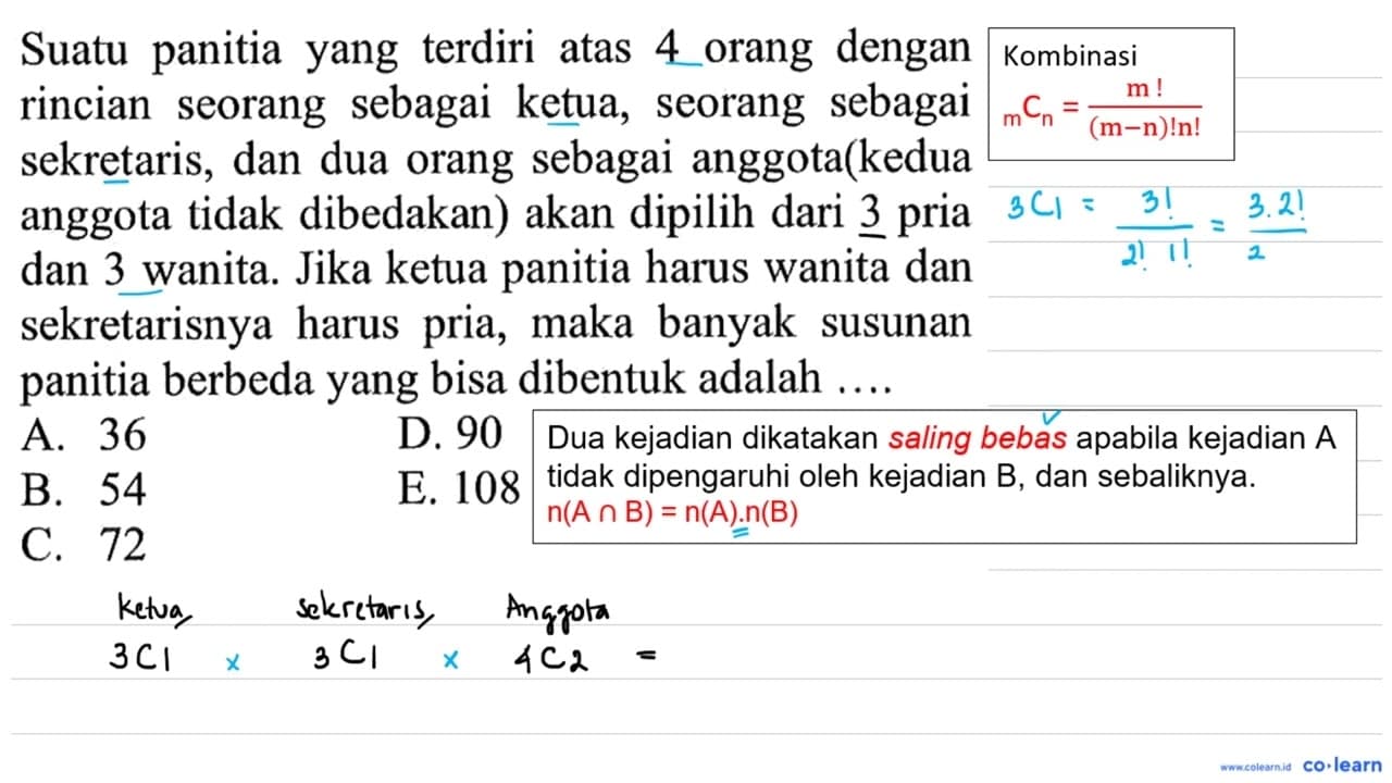 Suatu panitia yang terdiri atas 4 orang dengan rincian