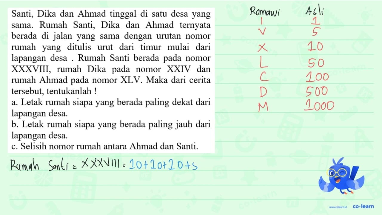 Santi, Dika dan Ahmad tinggal di satu desa yang sama. Rumah