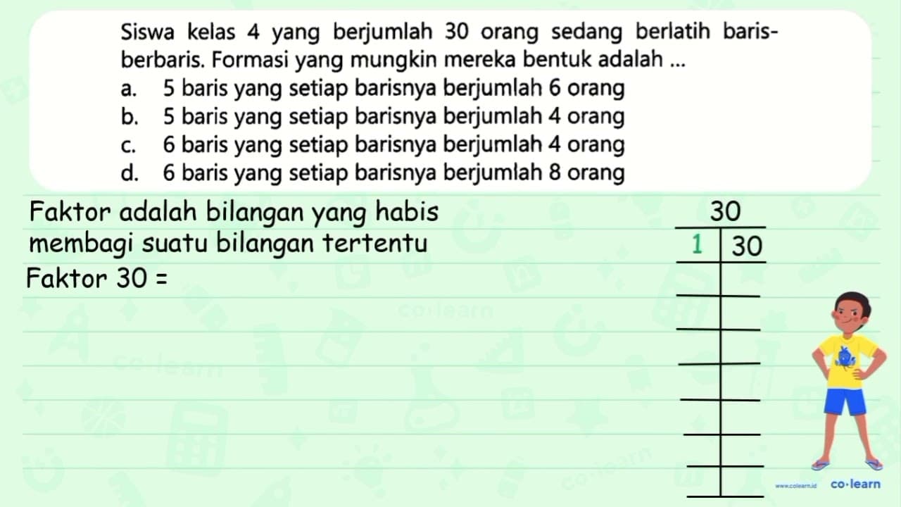 Siswa kelas 4 yang berjumlah 30 orang sedang berlatih