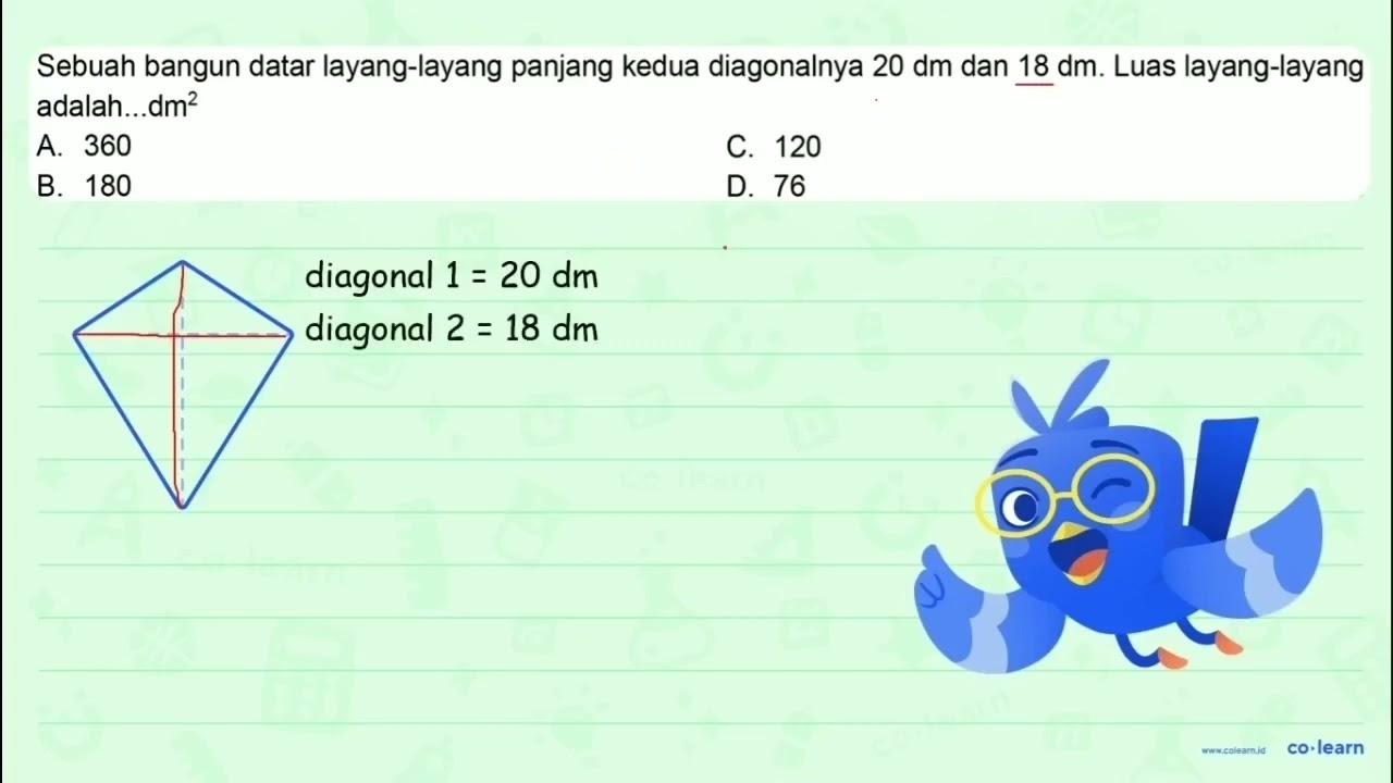 Sebuah bangun datar layang-layang panjang kedua diagonalnya