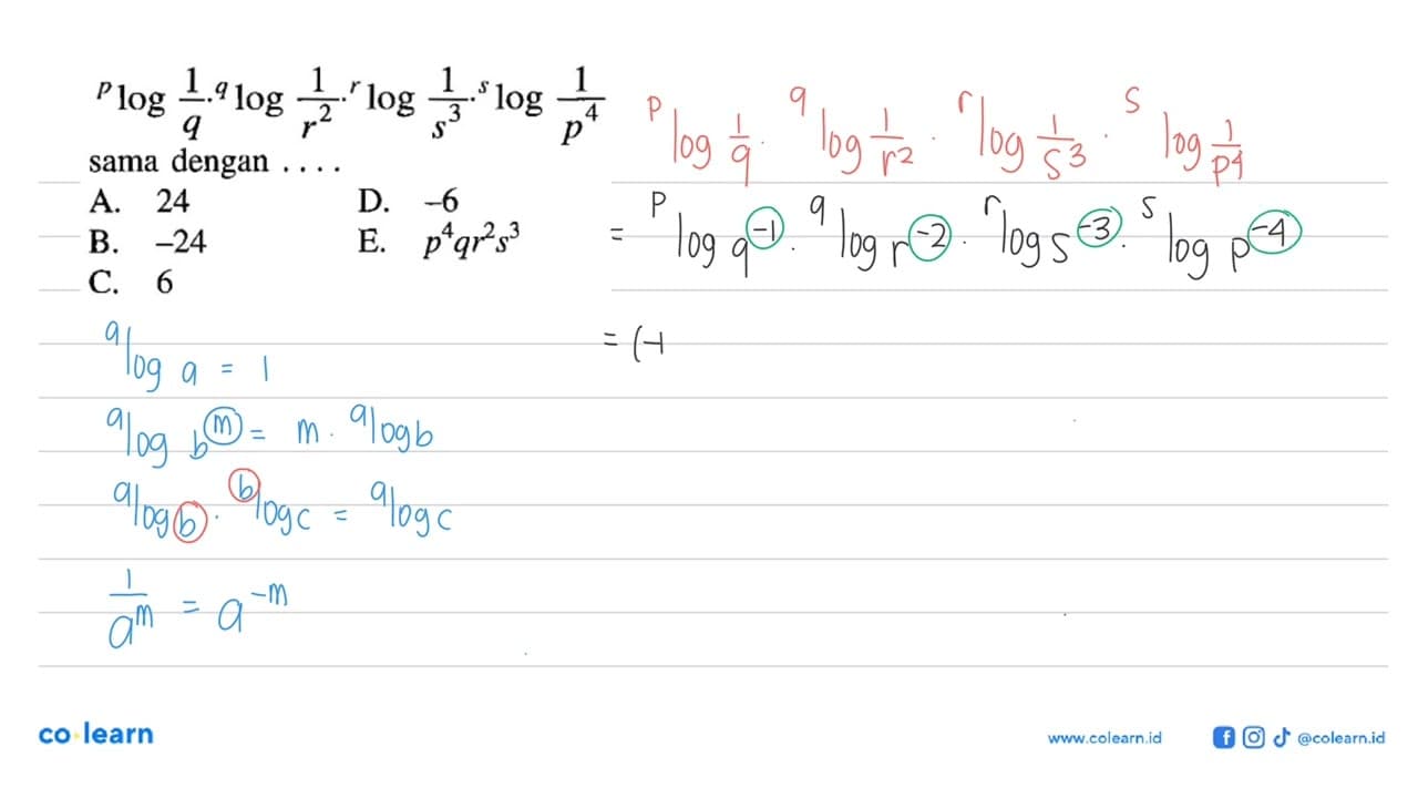 plog1/q.qlog1/r^2.rlog1/s^3.slog1/p^4 sama dengan ...