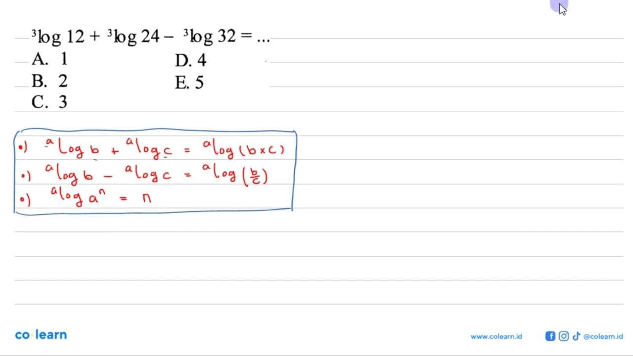 3 log 12+ 3 log 24- 3 log 32=...