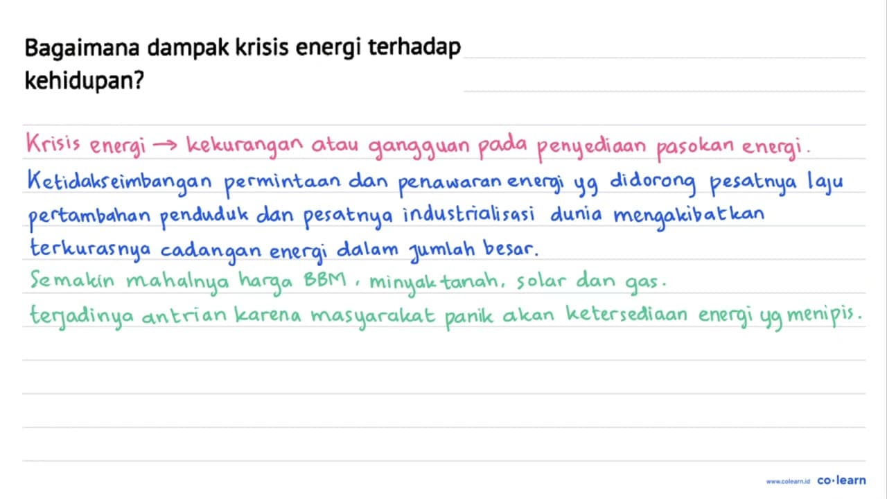 Bagaimana dampak krisis energi terhadap kehidupan?