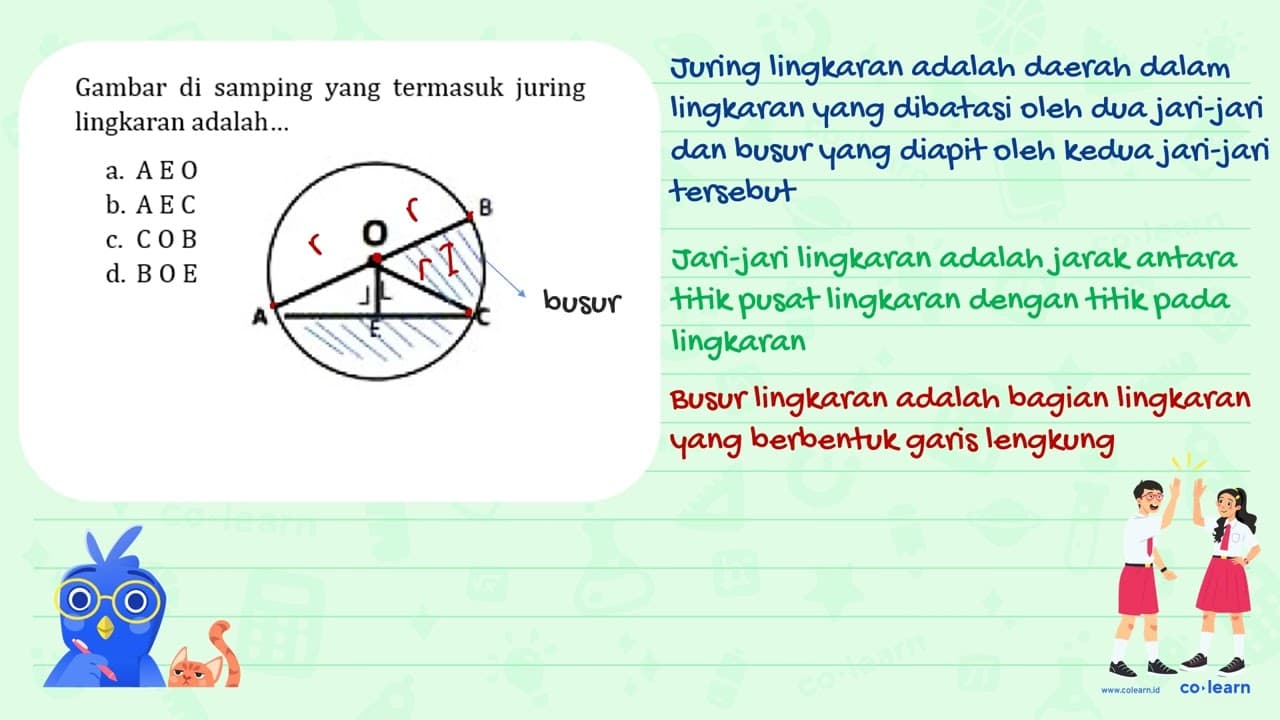 Gambar di samping yang termasuk juring lingkaran adalah...