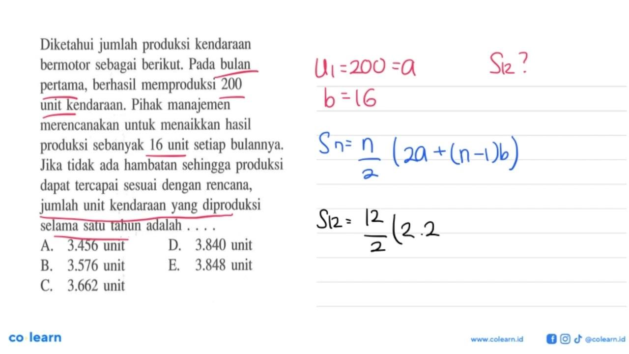 Diketahui jumlah produksi kendaraan bermotor sebagai