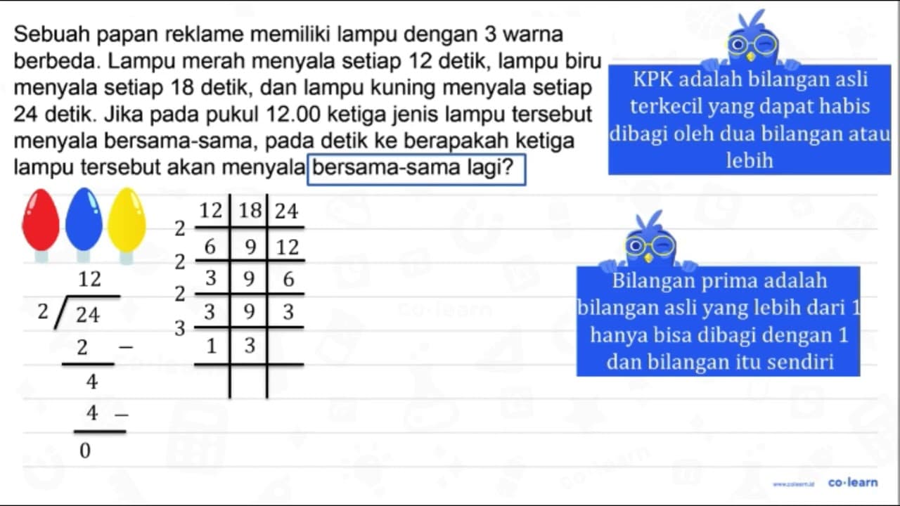 Sebuah papan reklame memiliki lampu dengan 3 warna berbeda.