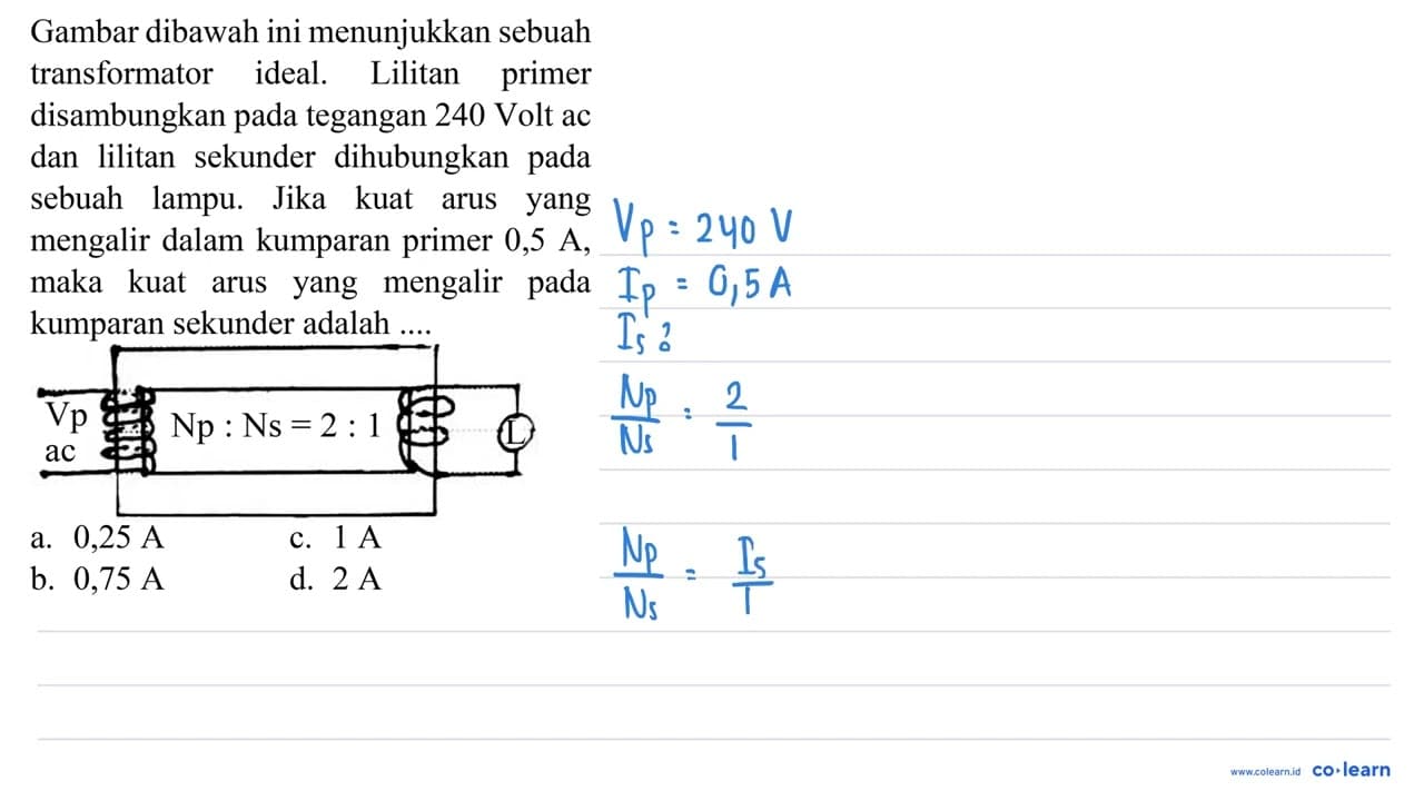 Gambar dibawah ini menunjukkan sebuah transformator ideal.