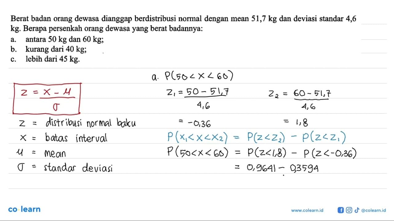 Berat badan orang dewasa dianggap berdistribusi normal