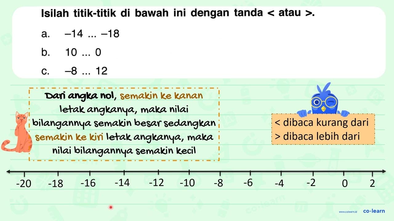 Isilah titik-titik di bawah ini dengan tanda langle atau