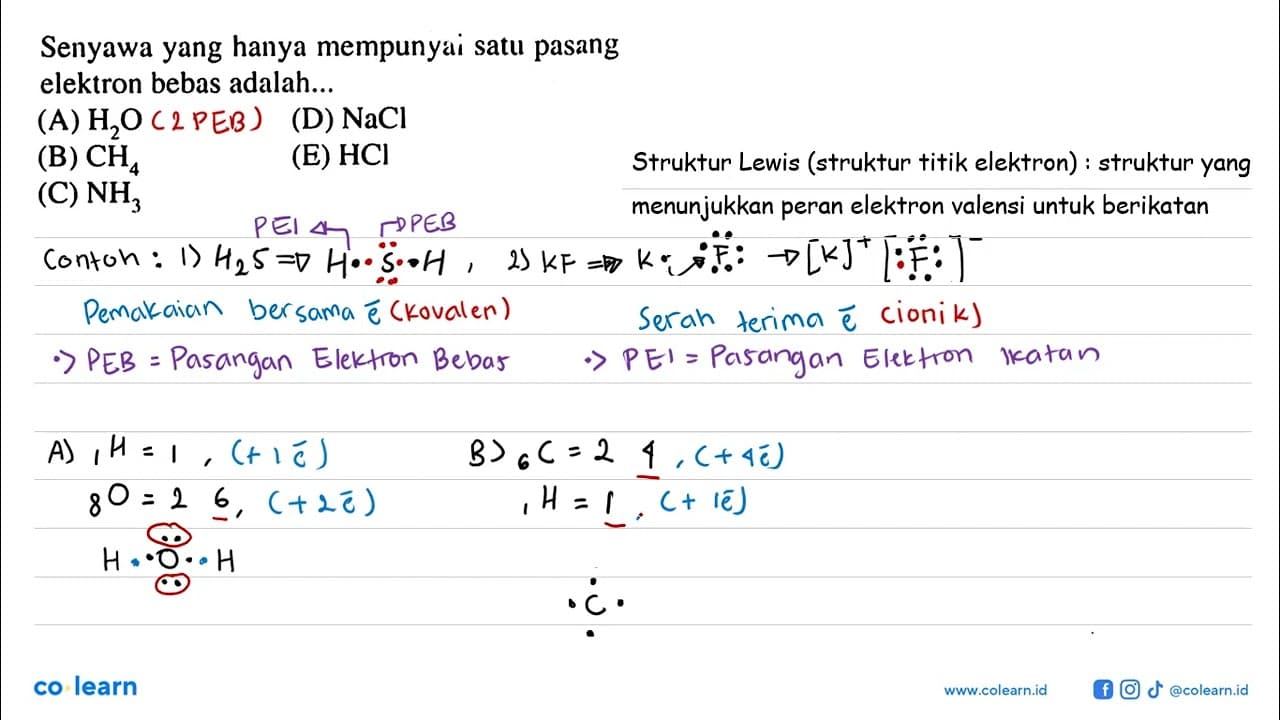 Senyawa yang hanya mempunyai satu pasang elektron bebas