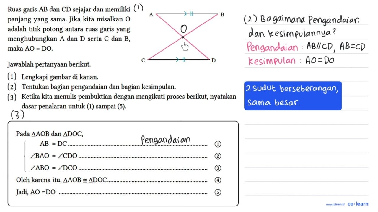 Ruas garis AB dan CD sejajar dan memiliki panjang yang