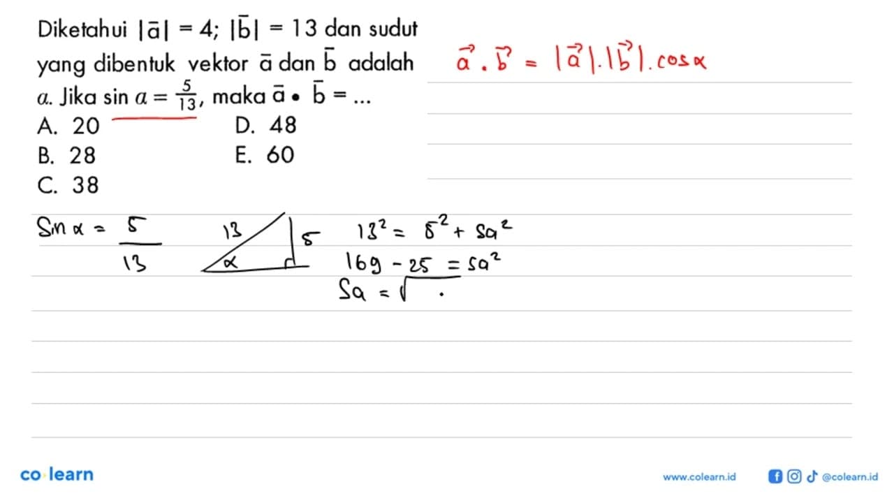 Diketahui titik A(3,2,4); B(5,2,7) dan C(2,0,6). Panjang