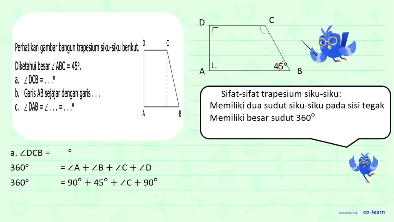 Perhatikan gambar bangun trapesium siku-siku berikut.