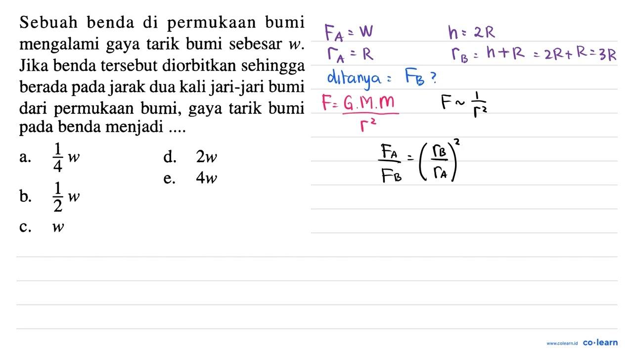 Sebuah benda di permukAn bumi mengalami gaya tarik bumi