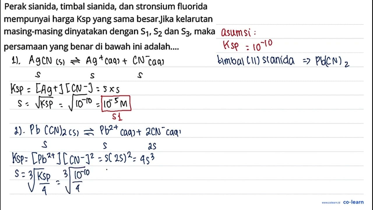 Perak sianida, timbal sianida, dan stronsium fluorida