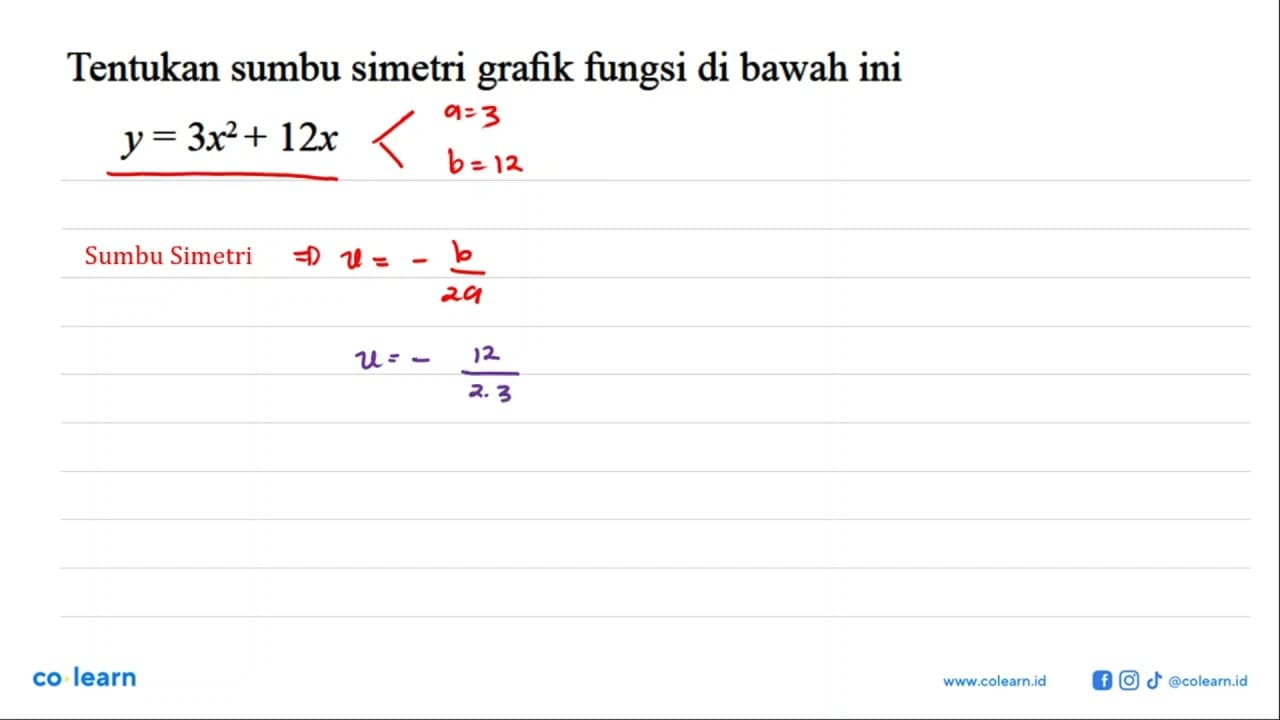 Tentukan sumbu simetri grafik fungsi di bawah ini