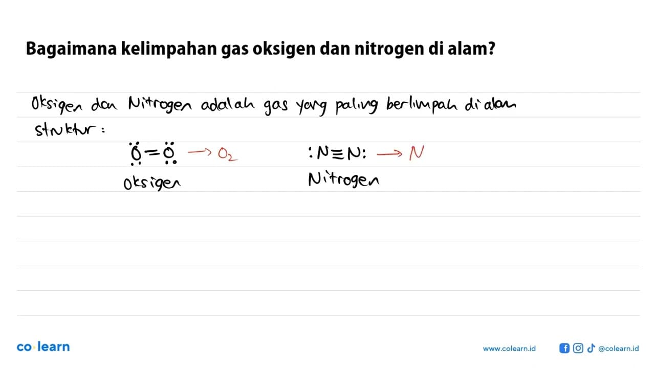 Bagaimana kelimpahan gas oksigen dan nitrogen di alam?