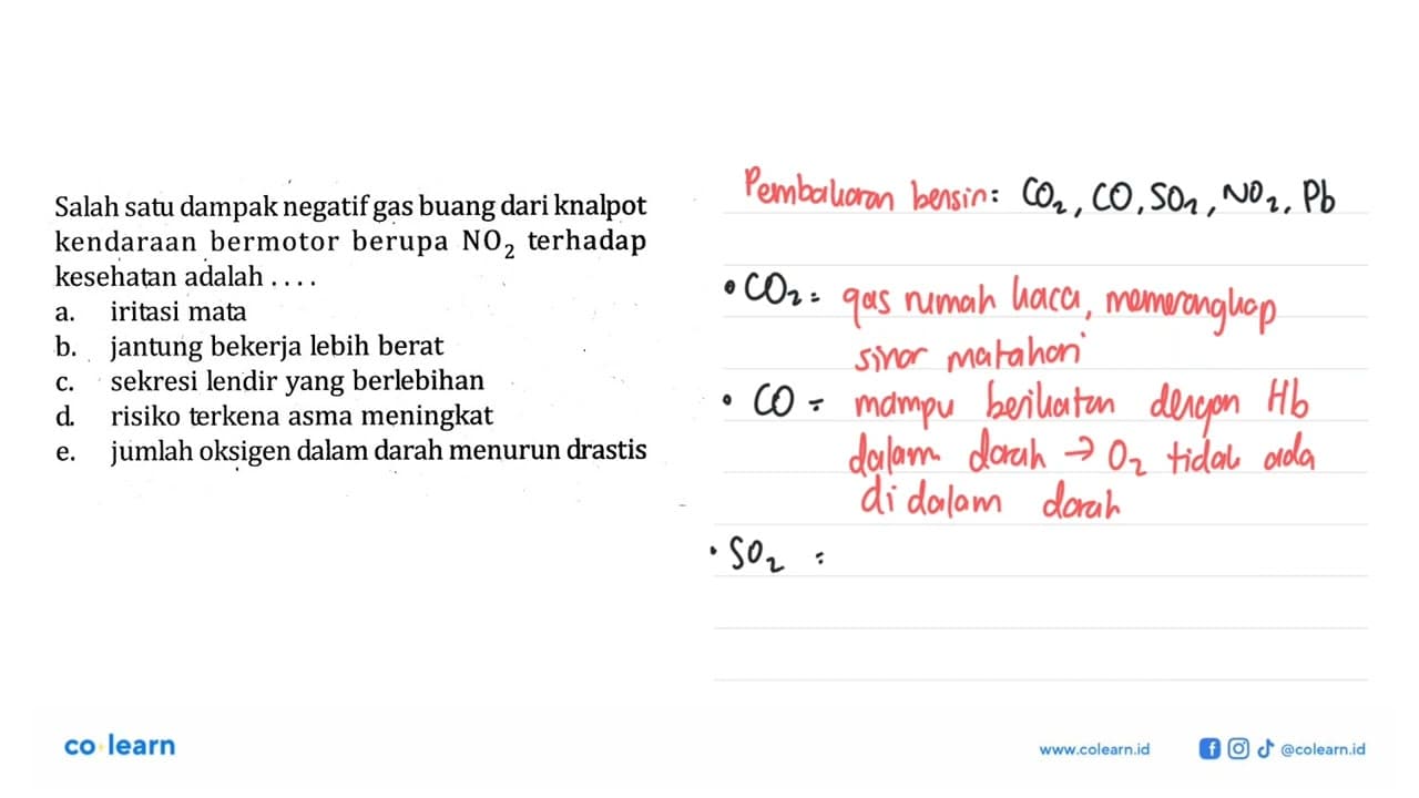 Salah satu dampak negatif gas buang dari knalpot kendaraan