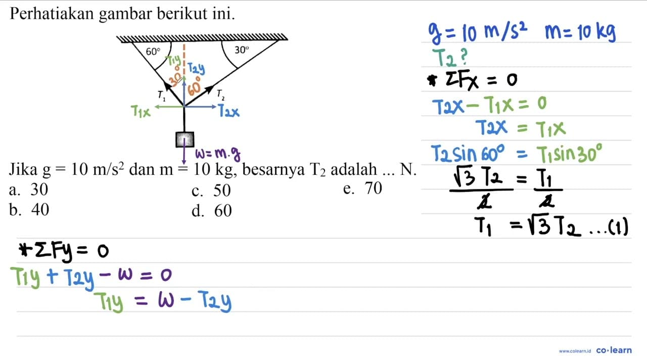 Perhatiakan gambar berikut ini. Jika g=10 m / s^(2) dan