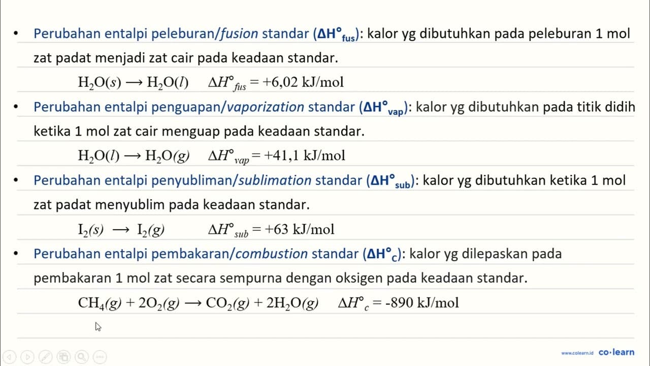 Persamaan termokimia yang menunjukkan entalpi pembentukan