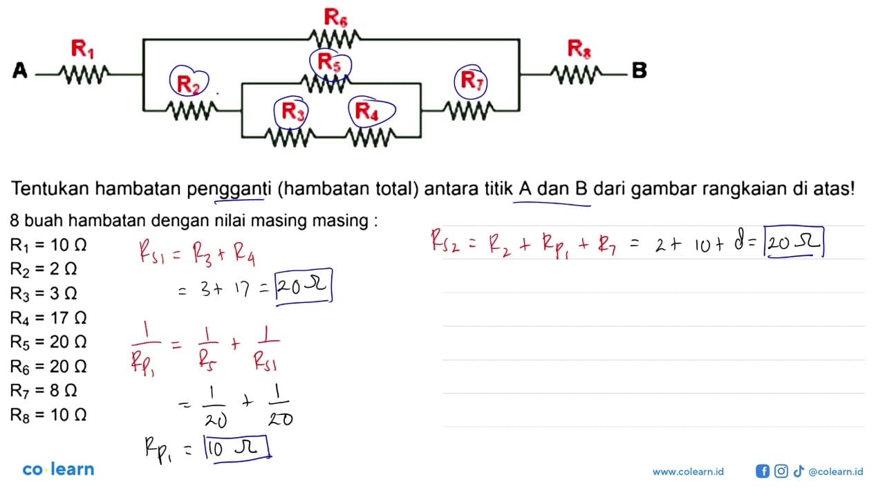 8 buah hambatan dengan nilai masing masing : R1 = 10 Ohm R2