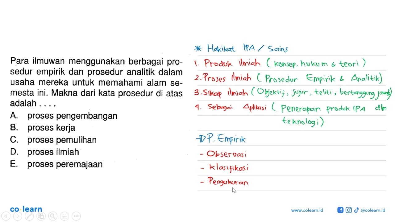 Para ilmuwan menggunakan berbagai prosedur empirik dan