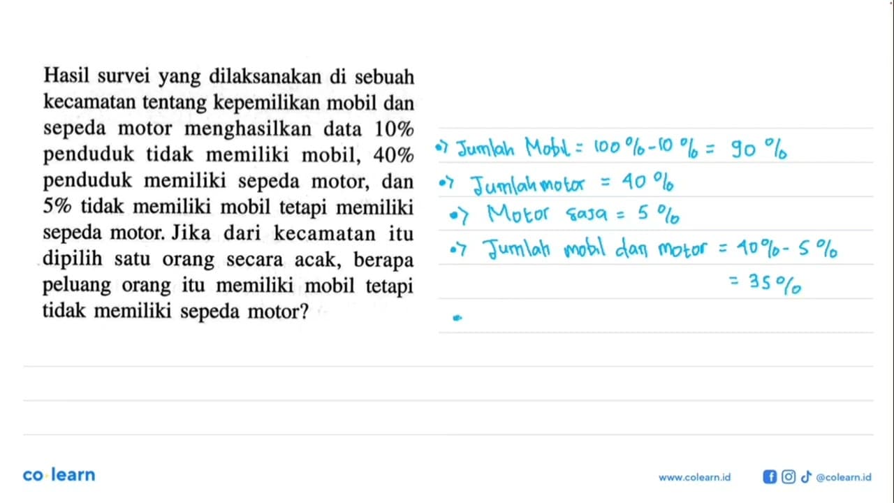 Hasil survei yang dilaksanakan di sebuah kecamatan tentang