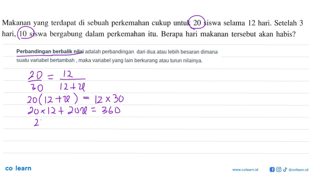 Makanan yang terdapat di sebuah perkemahan cukup untuk 20