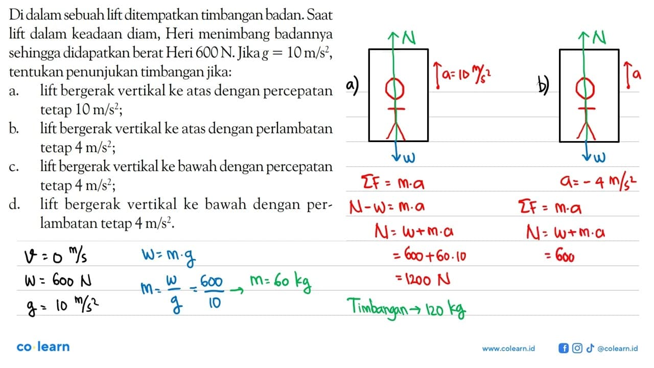 Di dalam sebuah lift ditempatkan timbangan badan. Saat lift