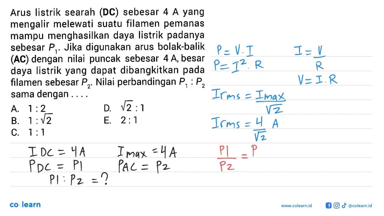 Arus listrik searah (DC) sebesar 4 A yang mengalir melewati