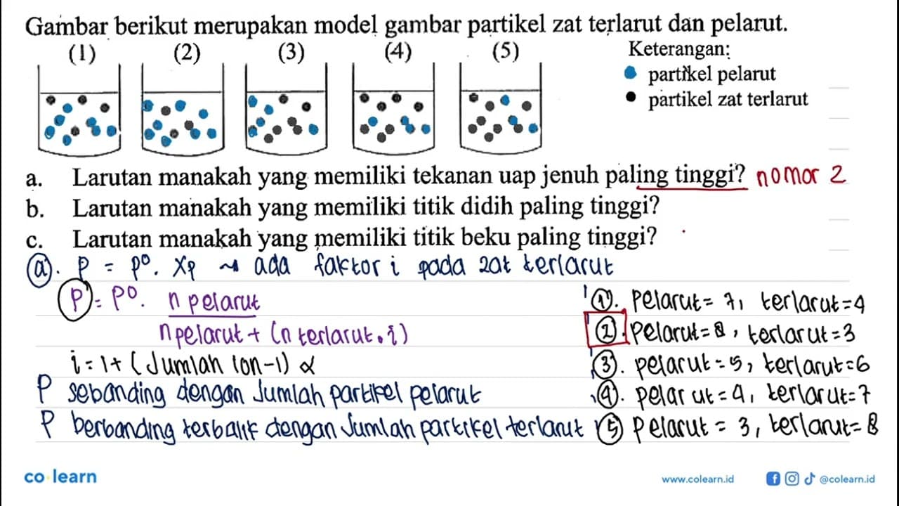 Gambar berikut merupakan model gambar partikel zat terlarut