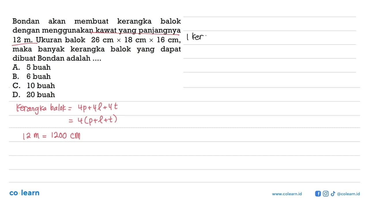 Bondan akan membuat kerangka balok dengan menggunakan kawat