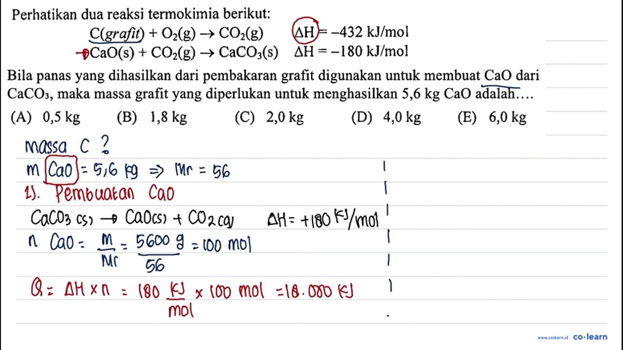 Perhatikan dua reaksi termokimia berikut: C(grafit) + O2