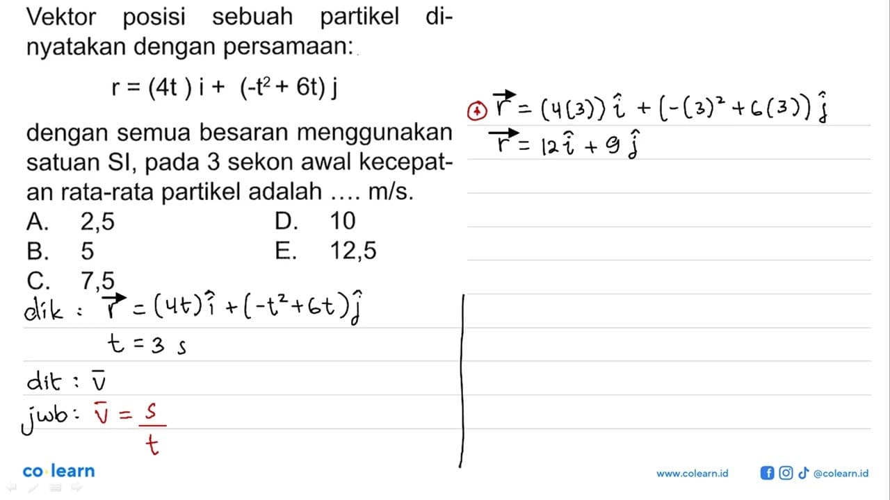 Vektor posisi sebuah partikel dinyatakan dengan