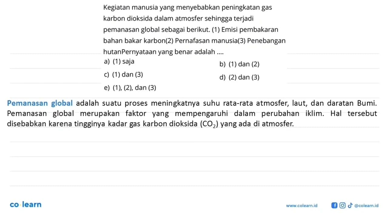 Kegiatan manusia yang menyebabkan peningkatan gas karbon