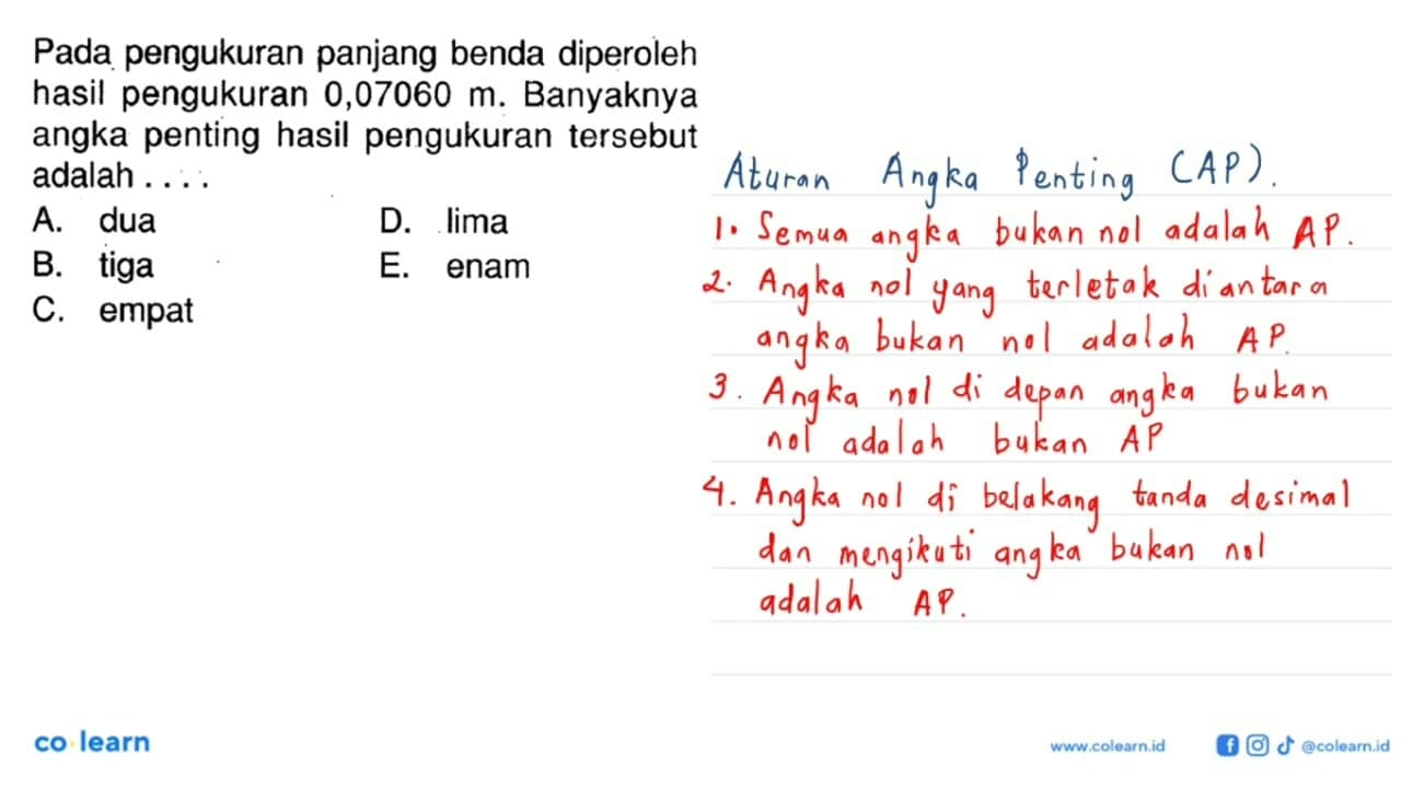 Pada pengukuran panjang benda diperoleh hasil pengukuran