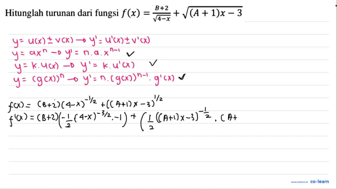 Hitunglah turunan dari fungsi