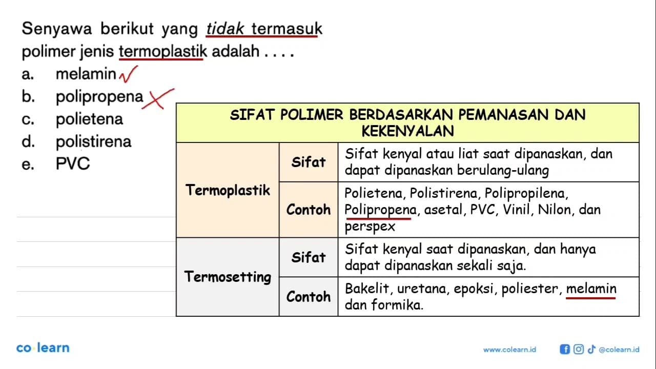 Senyawa berikut yang tidak termasuk polimer jenis