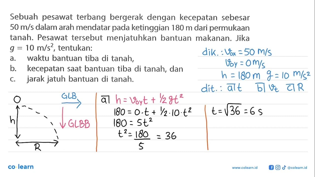 Sebuah pesawat terbang bergerak dengan kecepatan sebesar 50